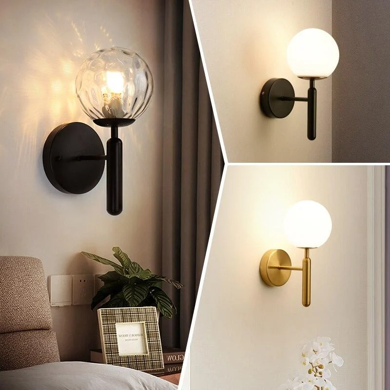 Modern Glass Globe Wall Light -Bathlova