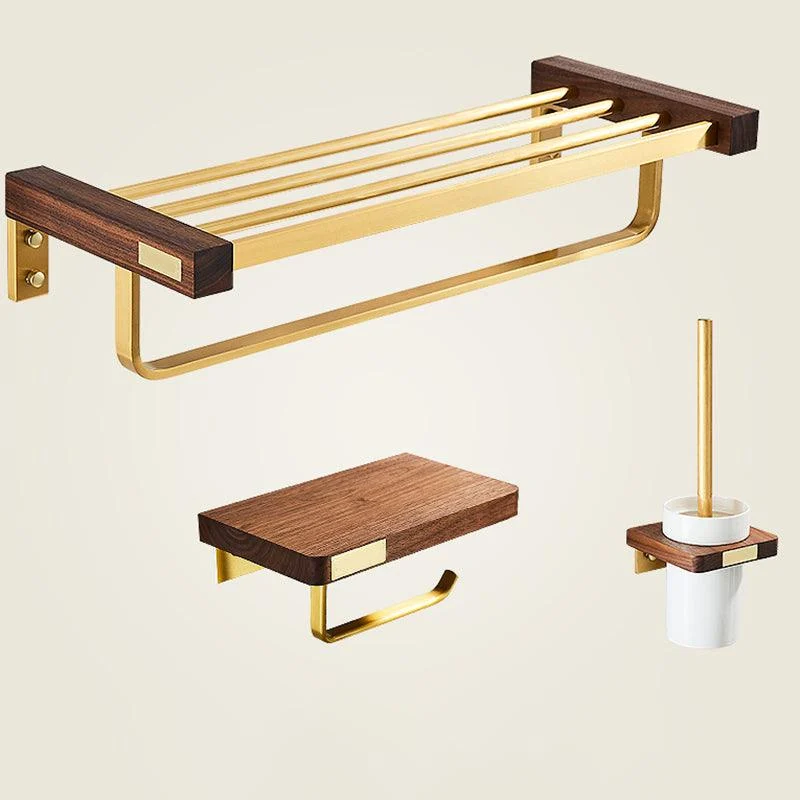 Modern Gold Bath Hardware Set Bath Shelf Paper Holder Bathroom Accessory Set -Bathlova