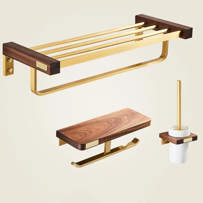 Modern Gold Bath Hardware Set Bath Shelf Paper Holder Bathroom Accessory Set -Bathlova