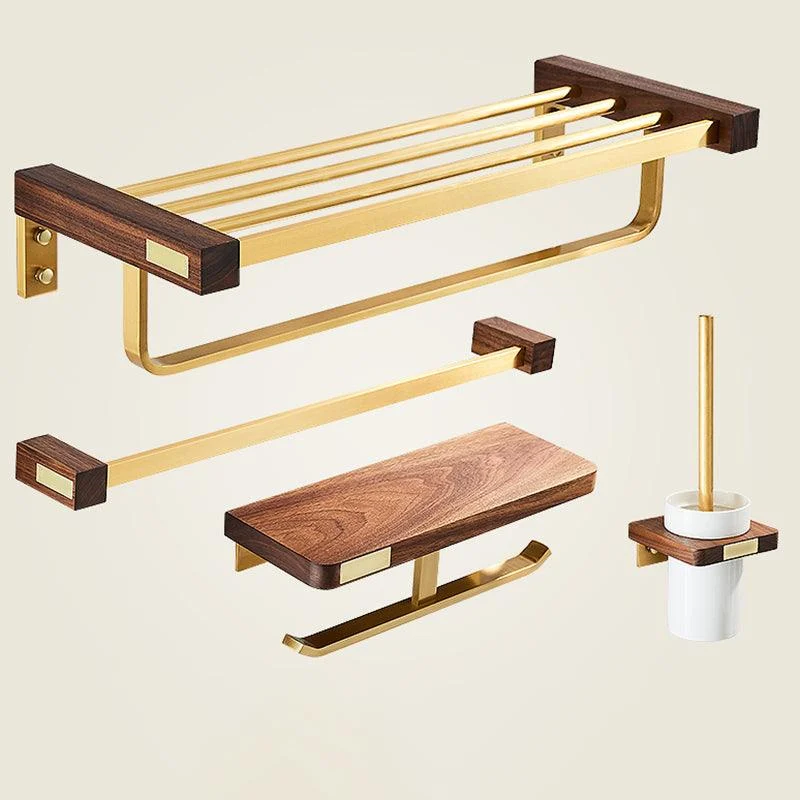 Modern Gold Bath Hardware Set Bath Shelf Paper Holder Bathroom Accessory Set -Bathlova