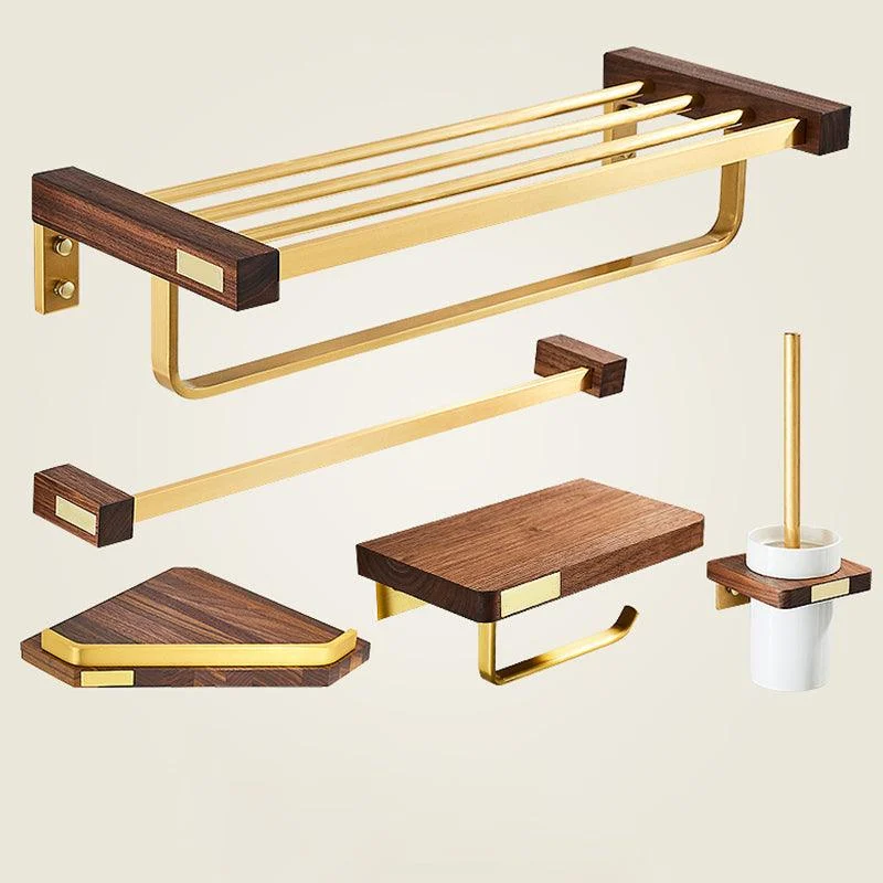 Modern Gold Bath Hardware Set Bath Shelf Paper Holder Bathroom Accessory Set -Bathlova