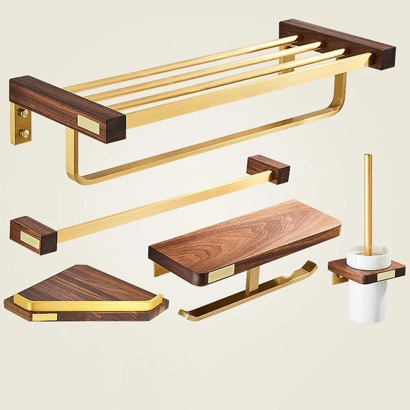 Modern Gold Bath Hardware Set Bath Shelf Paper Holder Bathroom Accessory Set -Bathlova