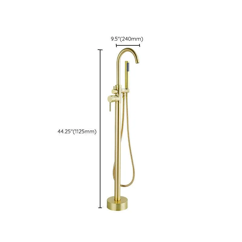 Modern Gold Bath Tap Trim Floor Mounted High Arc Tub Tap -Bathlova