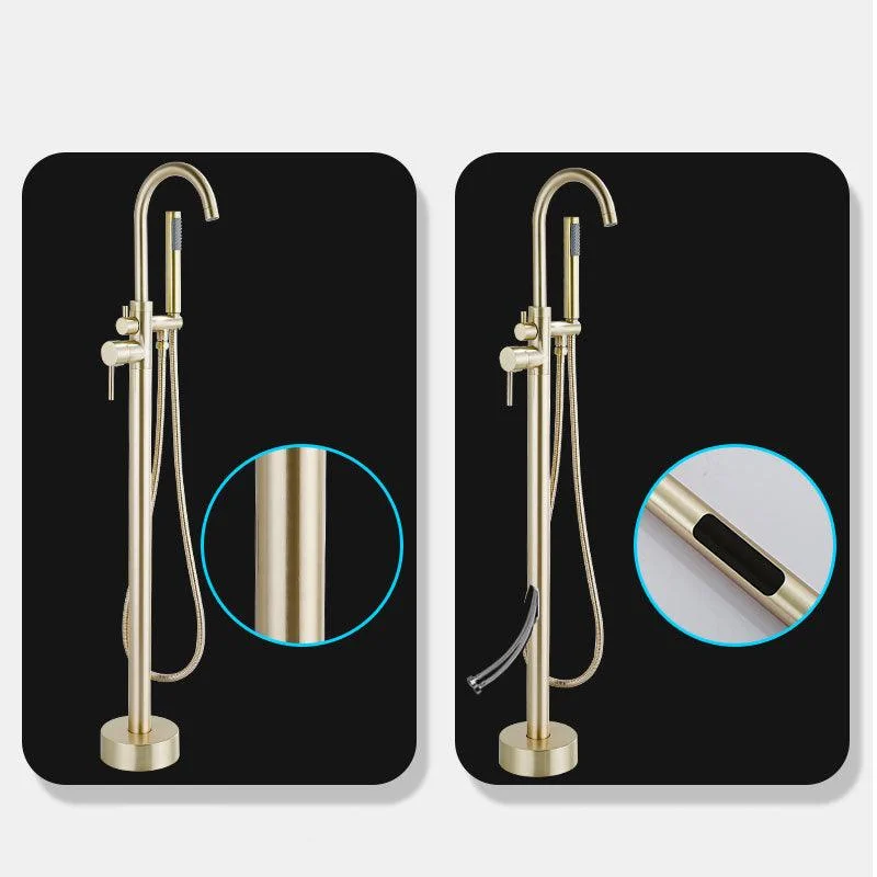 Modern Gold Bath Tap Trim Floor Mounted High Arc Tub Tap -Bathlova