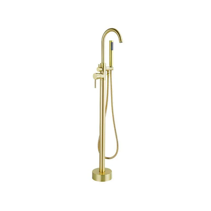 Modern Gold Bath Tap Trim Floor Mounted High Arc Tub Tap -Bathlova