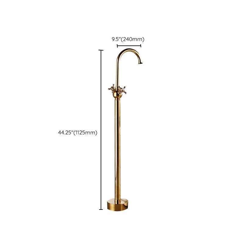 Modern Gold Bath Tap Trim Floor Mounted High Arc Tub Tap -Bathlova