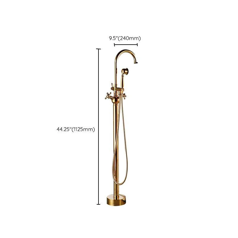 Modern Gold Bath Tap Trim Floor Mounted High Arc Tub Tap -Bathlova