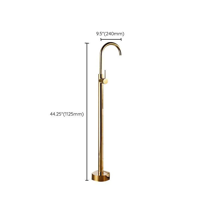 Modern Gold Bath Tap Trim Floor Mounted High Arc Tub Tap -Bathlova