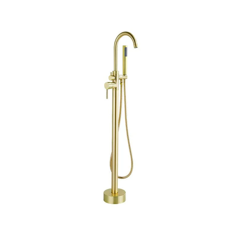 Modern Gold Bath Tap Trim Floor Mounted High Arc Tub Tap -Bathlova