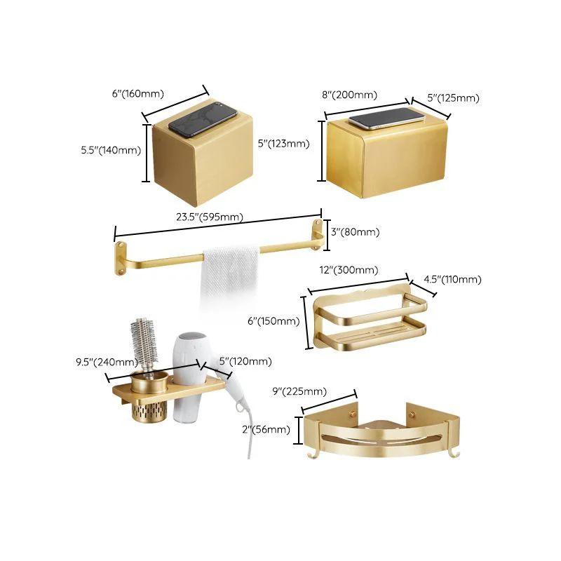 Modern Gold Bathroom Accessory Kit Towel Bar Bath Shelf Bath Hardware Set -Bathlova