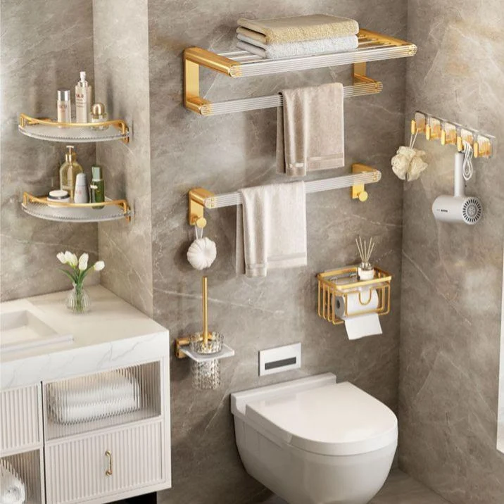 Modern Golden Bathroom Accessory As Individual Or As a Set with Bath Shelf -Bathlova