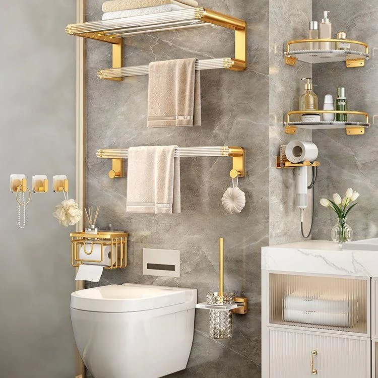 Modern Golden Bathroom Accessory As Individual Or As a Set with Bath Shelf -Bathlova