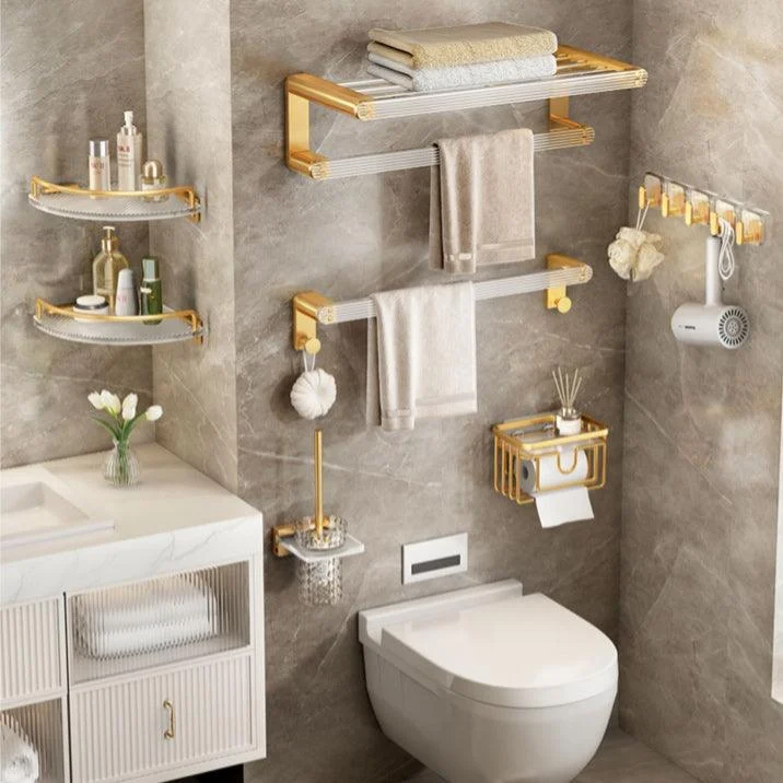 Modern Golden Bathroom Accessory As Individual Or As a Set with Bath Shelf -Bathlova