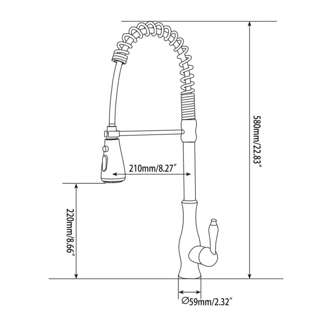 Modern Goosenecked Pull Out Kitchen Tap Brass with 3-Function Sprayer -Bathlova