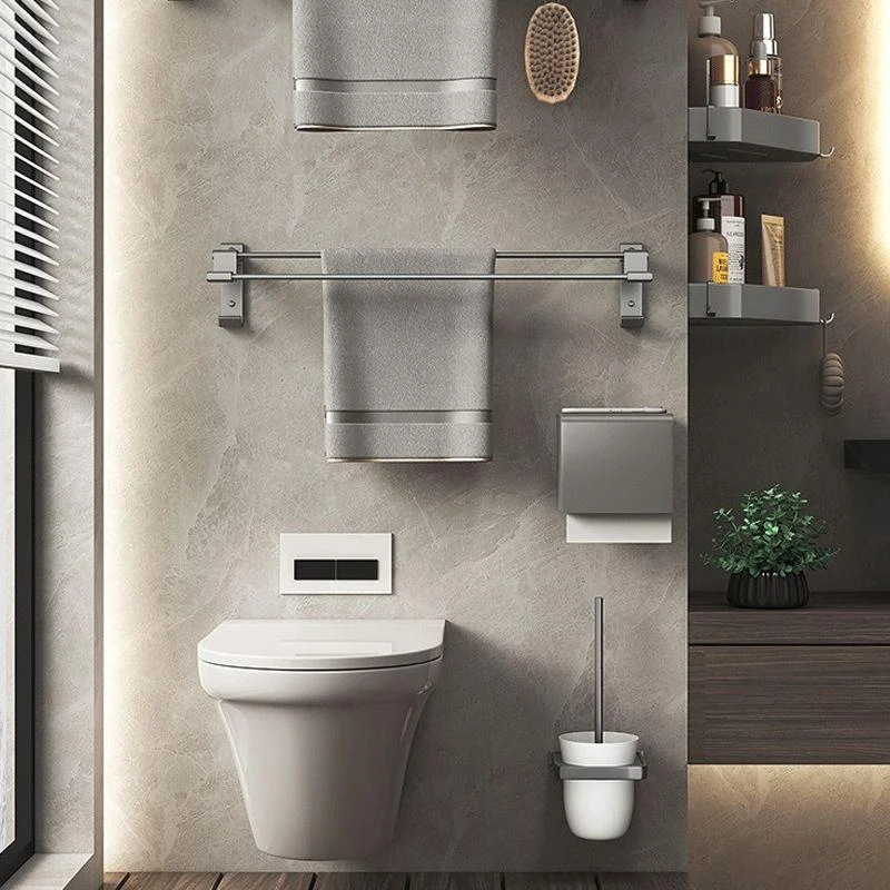 Modern Gray Aluminum Bath Hardware Set Bathroom Accessory Kit -Bathlova