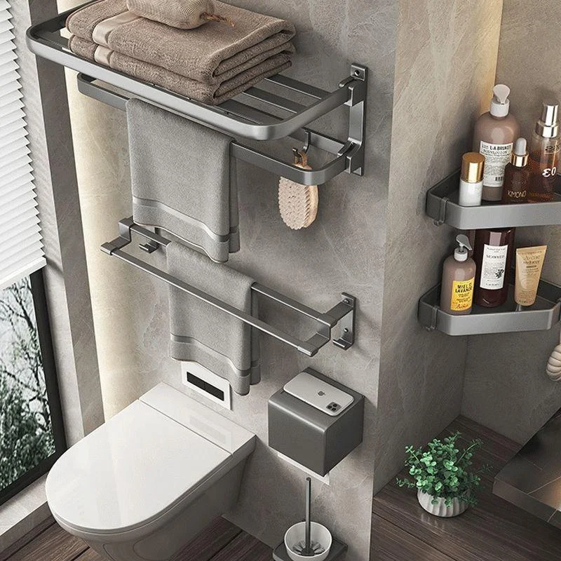 Modern Gray Aluminum Bath Hardware Set Bathroom Accessory Kit -Bathlova