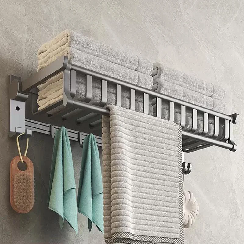 Modern Gray Aluminum Bath Hardware Set Bathroom Accessory Kit -Bathlova