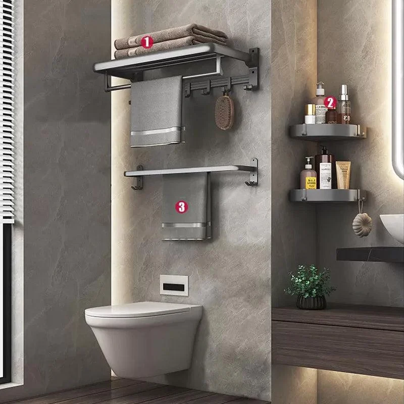 Modern Gray Aluminum Bath Hardware Set Bathroom Accessory Kit -Bathlova