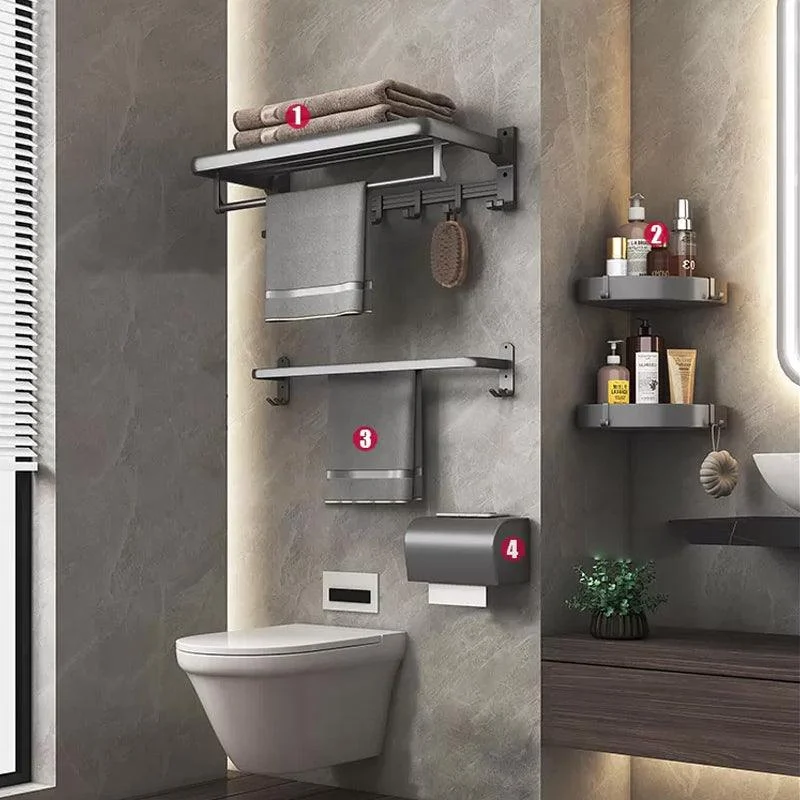 Modern Gray Aluminum Bath Hardware Set Bathroom Accessory Kit -Bathlova