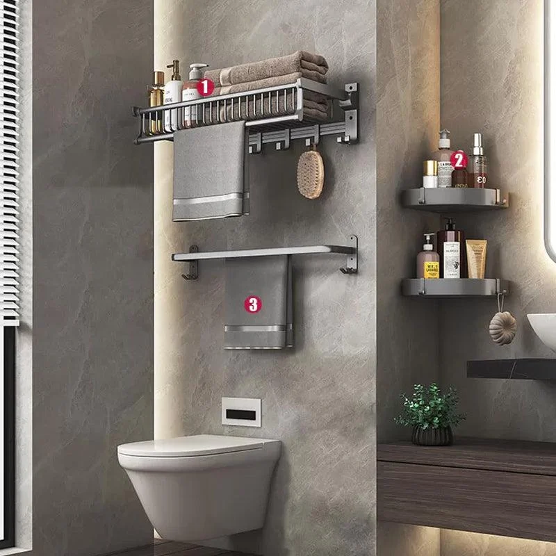 Modern Gray Aluminum Bath Hardware Set Bathroom Accessory Kit -Bathlova