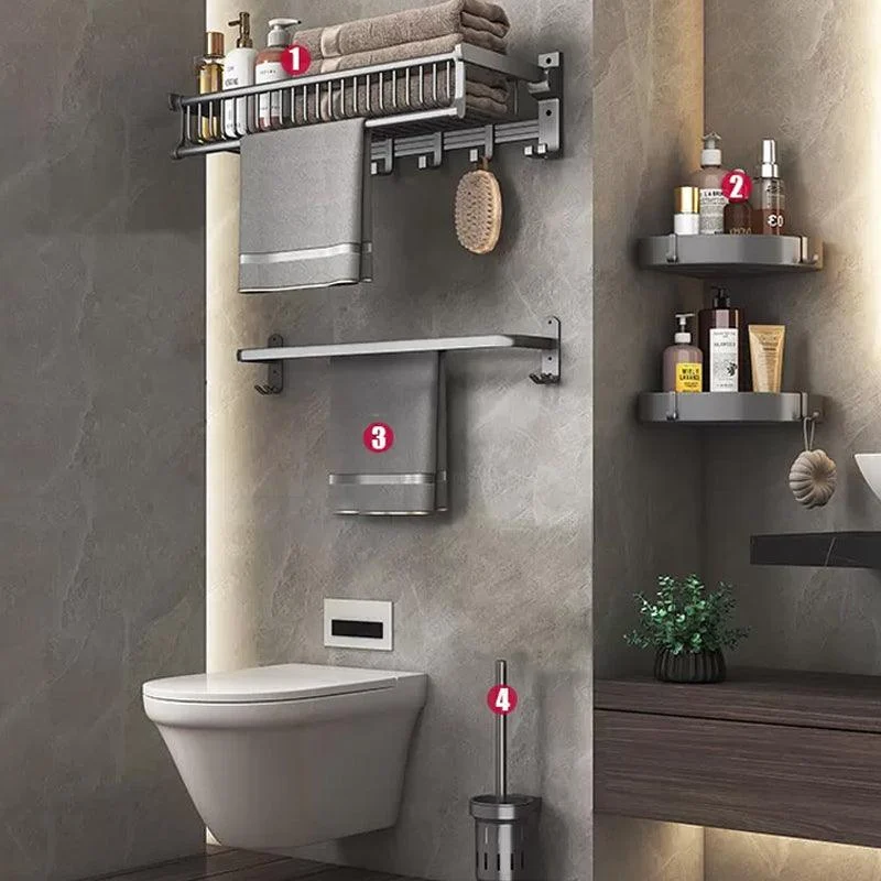 Modern Gray Aluminum Bath Hardware Set Bathroom Accessory Kit -Bathlova