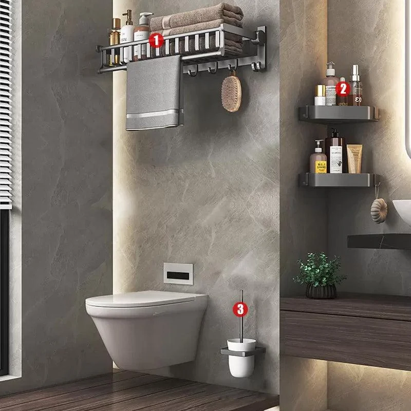 Modern Gray Aluminum Bath Hardware Set Bathroom Accessory Kit -Bathlova