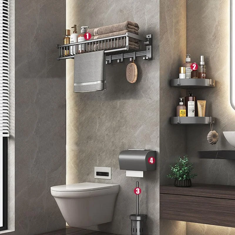 Modern Gray Aluminum Bath Hardware Set Bathroom Accessory Kit -Bathlova