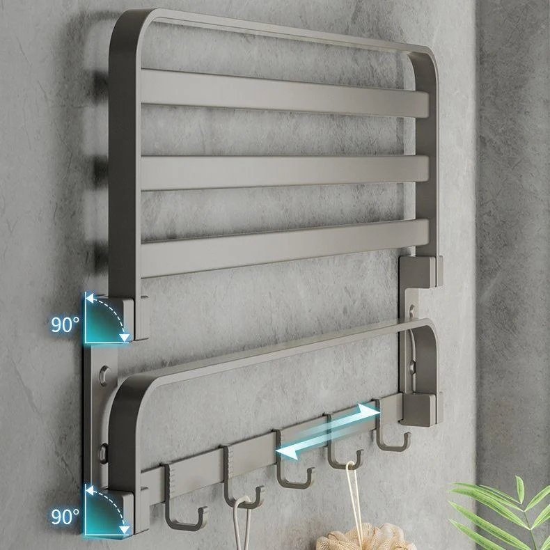 Modern Gray Bathroom Accessory Set Aluminum Stainless Bath Shelf/Robe Hooks/Towel Bar -Bathlova