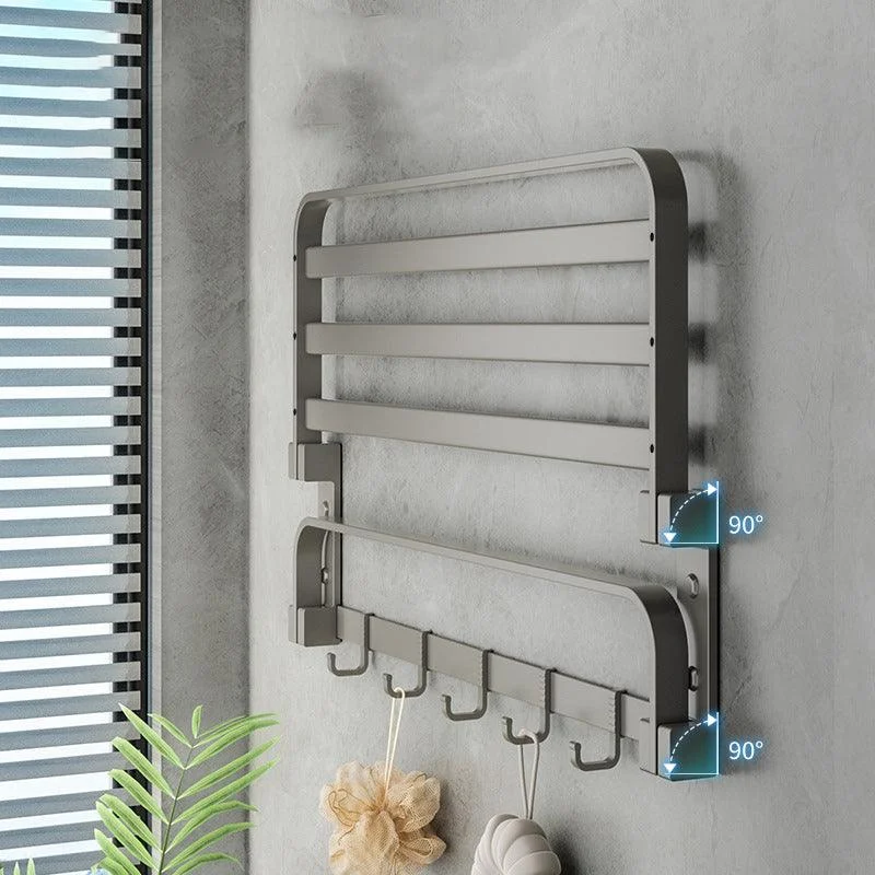 Modern Gray Bathroom Accessory Set Aluminum Stainless Bath Shelf/Robe Hooks/Towel Bar -Bathlova