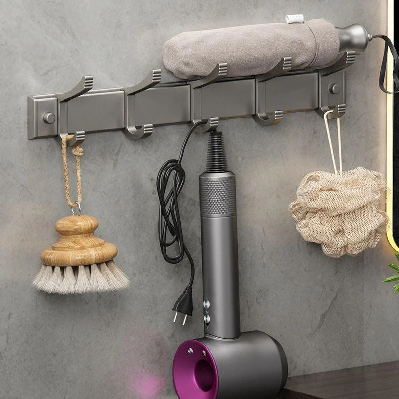 Modern Gray Bathroom Accessory Set Aluminum Stainless Bath Shelf/Robe Hooks/Towel Bar -Bathlova