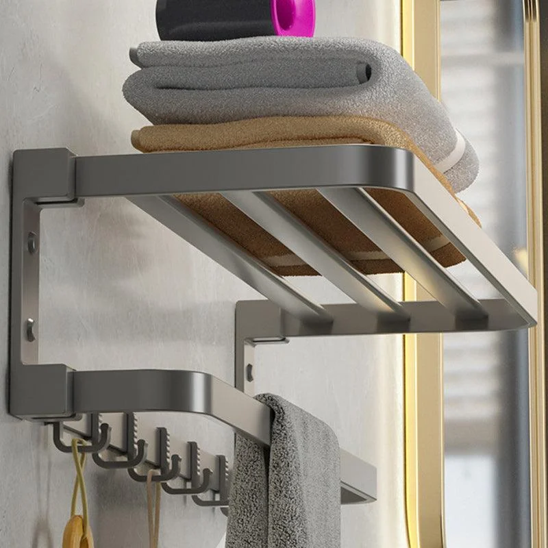 Modern Gray Bathroom Accessory Set Aluminum Stainless Bath Shelf/Robe Hooks/Towel Bar -Bathlova