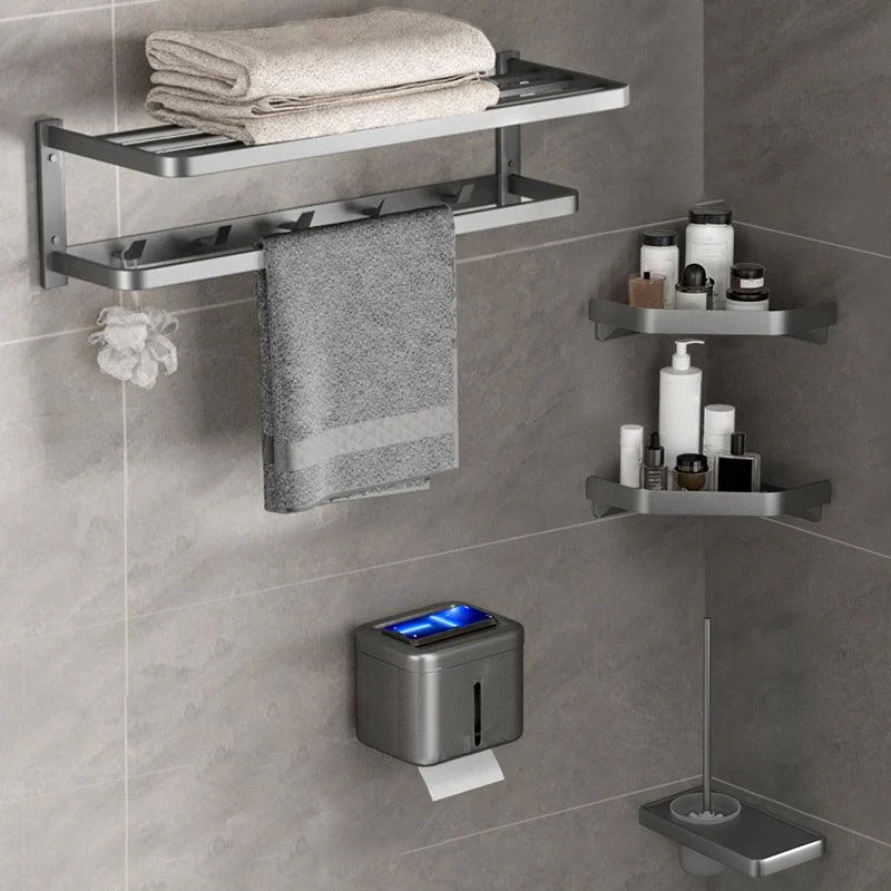 Modern Grey Bath Hardware Set Towel Bar Paper Holder Bathroom Accessory Kit -Bathlova