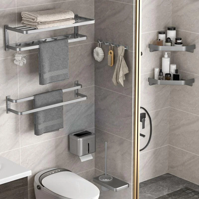 Modern Grey Bathroom Accessory Kit Paper Holder Bath Shelf Bath Hardware Set -Bathlova