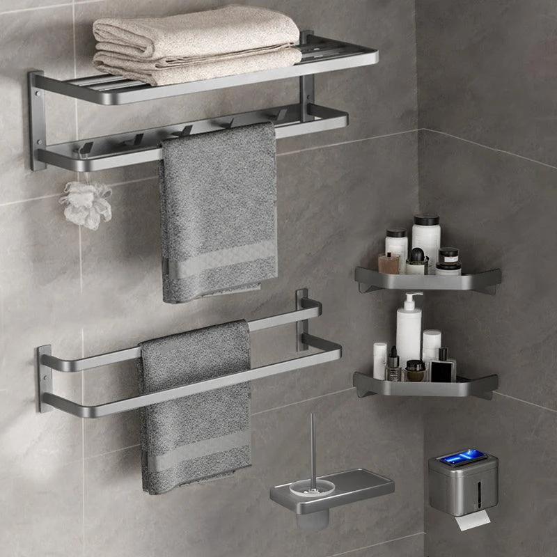 Modern Grey Bathroom Accessory Kit Paper Holder Bath Shelf Bath Hardware Set -Bathlova