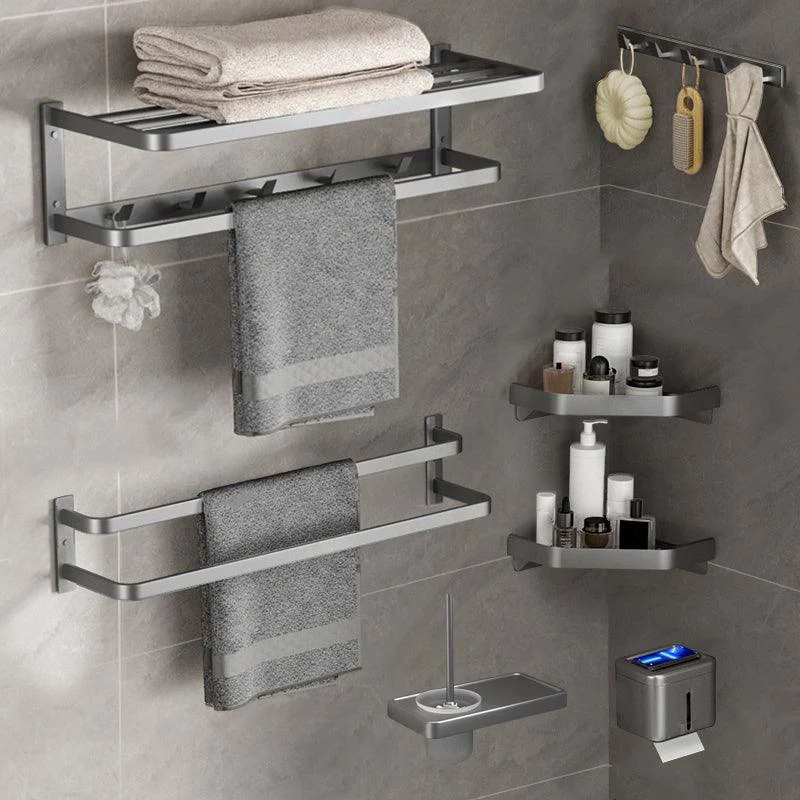 Modern Grey Bathroom Accessory Kit Paper Holder Bath Shelf Bath Hardware Set -Bathlova