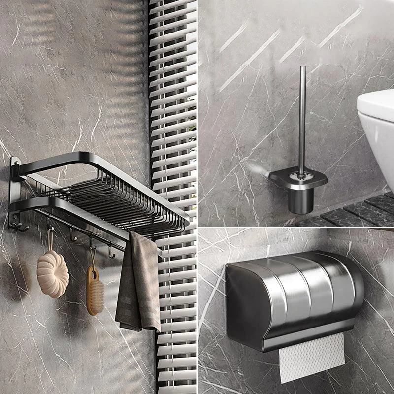 Modern Grey Bathroom Accessory Set Bath Shelf Bath Hardware Set -Bathlova