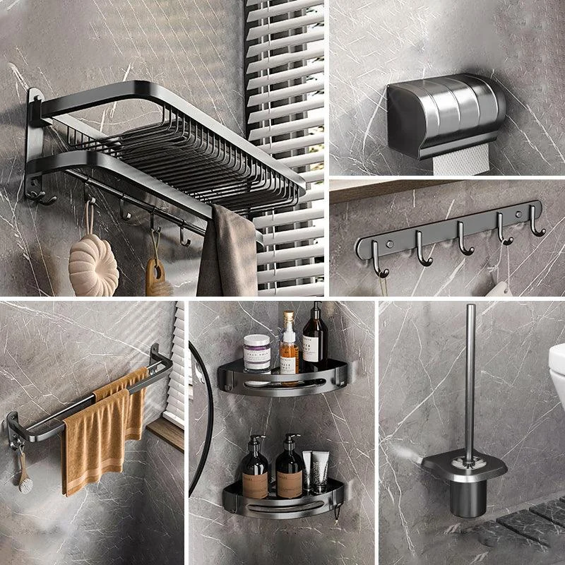 Modern Grey Bathroom Accessory Set Bath Shelf Bath Hardware Set -Bathlova