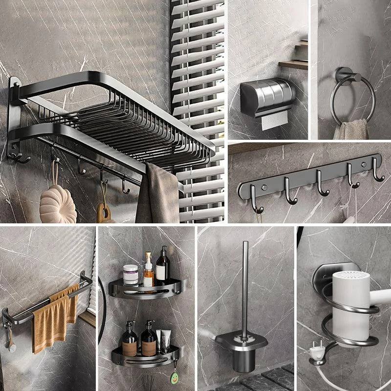 Modern Grey Bathroom Accessory Set Bath Shelf Bath Hardware Set -Bathlova