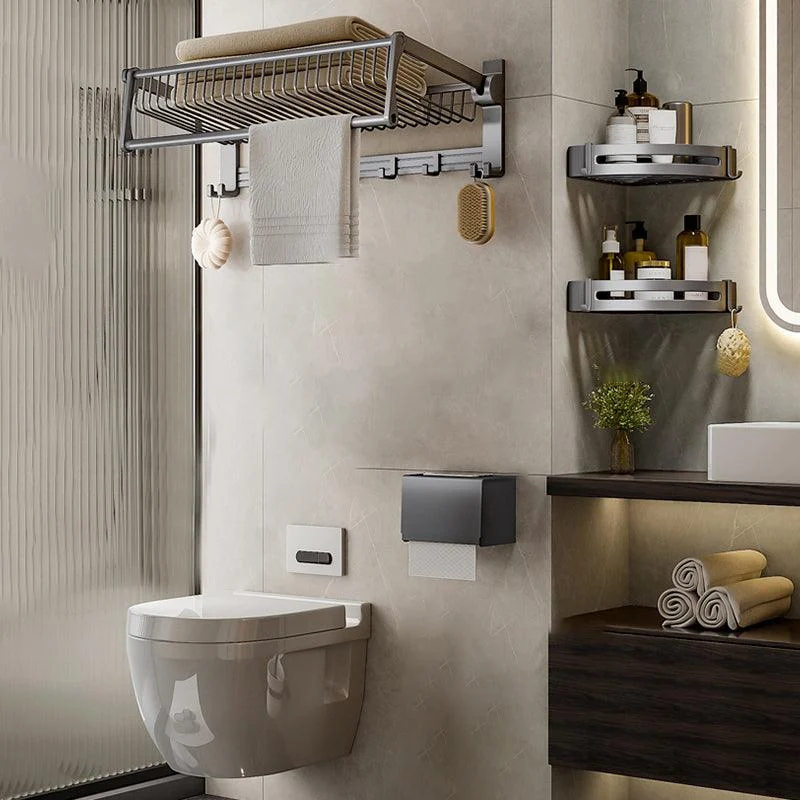 Modern Grey Bathroom Set Paper Holder Bath Shelf Bathroom Hardware Set -Bathlova