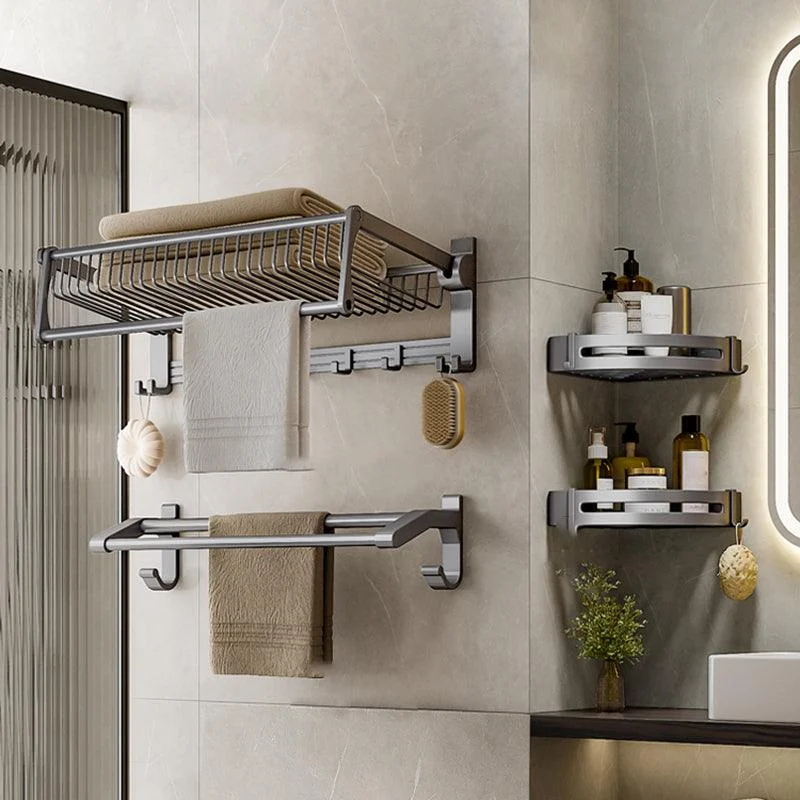 Modern Grey Bathroom Set Paper Holder Bath Shelf Bathroom Hardware Set -Bathlova