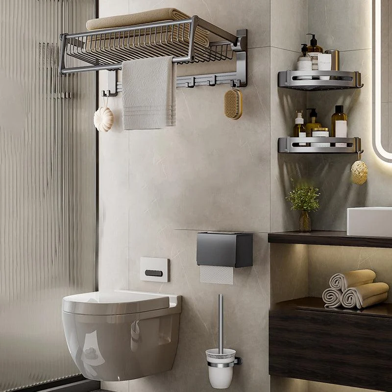 Modern Grey Bathroom Set Paper Holder Bath Shelf Bathroom Hardware Set -Bathlova