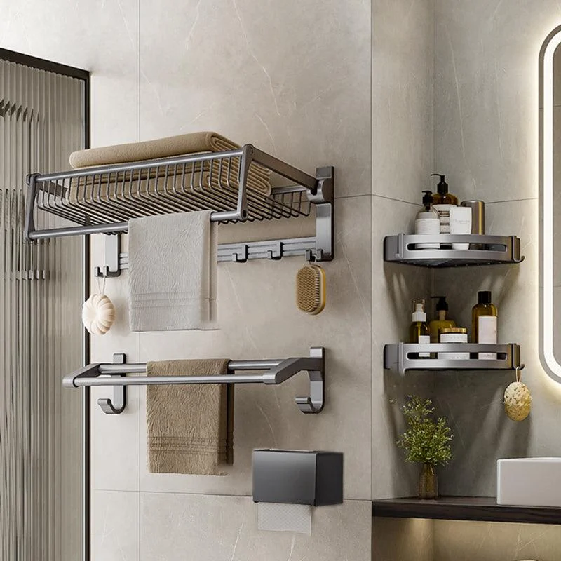 Modern Grey Bathroom Set Paper Holder Bath Shelf Bathroom Hardware Set -Bathlova