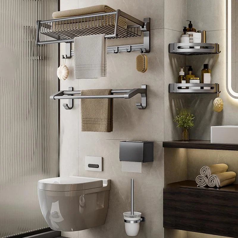 Modern Grey Bathroom Set Paper Holder Bath Shelf Bathroom Hardware Set -Bathlova