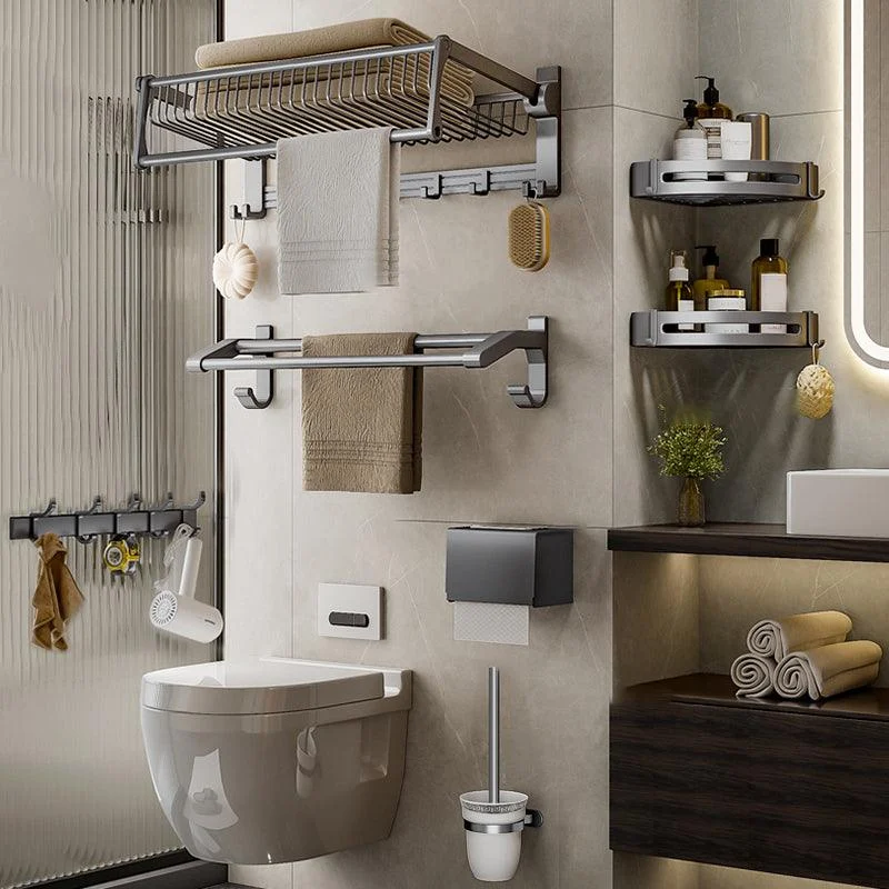 Modern Grey Bathroom Set Paper Holder Bath Shelf Bathroom Hardware Set -Bathlova