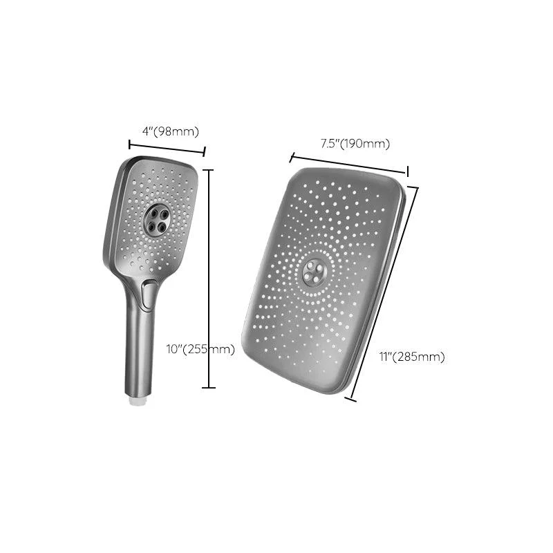 Modern Grey Shower Head Combo Standard Spray Pattern Rectangle Large Shower Head -Bathlova