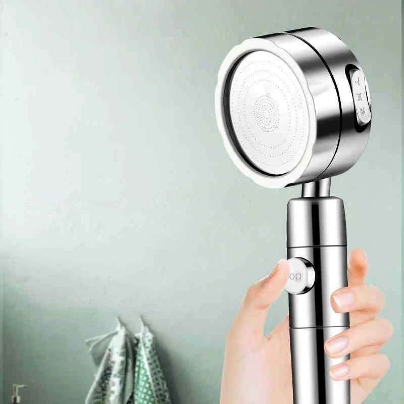 Modern Handheld Shower Head 3 Sprays Round Metal Shower Heads -Bathlova