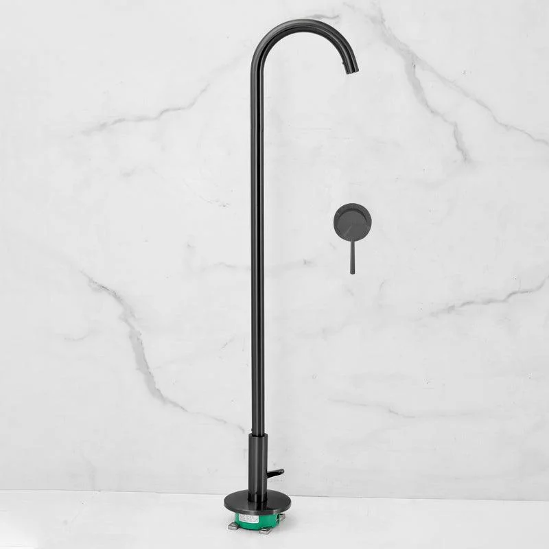 Modern High Arc Bathroom Tap Floor Mounted Bath Tap Trim -Bathlova