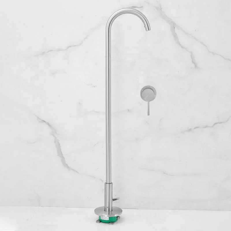 Modern High Arc Bathroom Tap Floor Mounted Bath Tap Trim -Bathlova