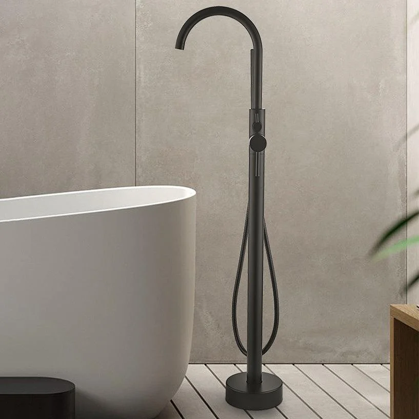 Modern High Arc Tap Brass Floor Mounted Free Standing Tub Filler Tap -Bathlova