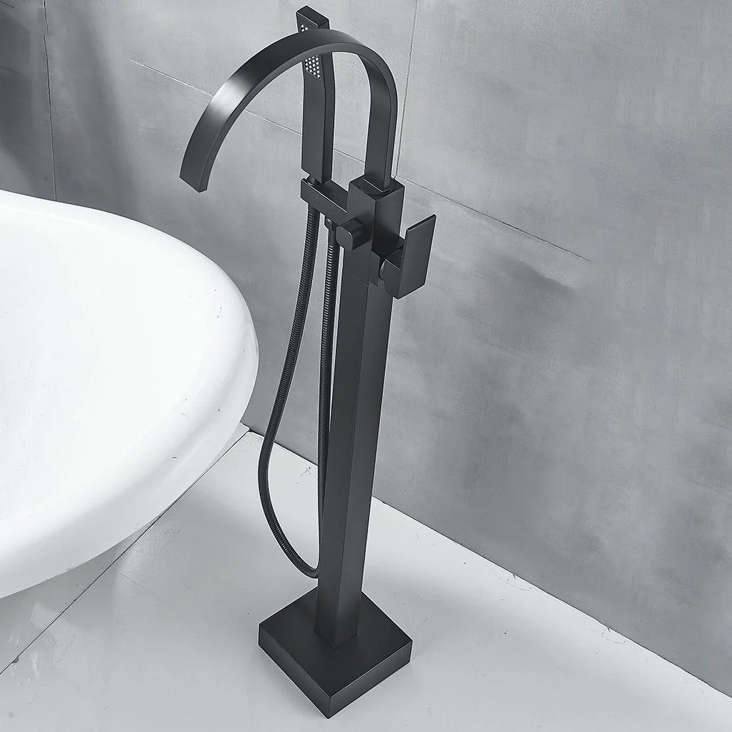 Modern High Arc Tap Brass Floor Mounted Free Standing Tub Filler Tap -Bathlova